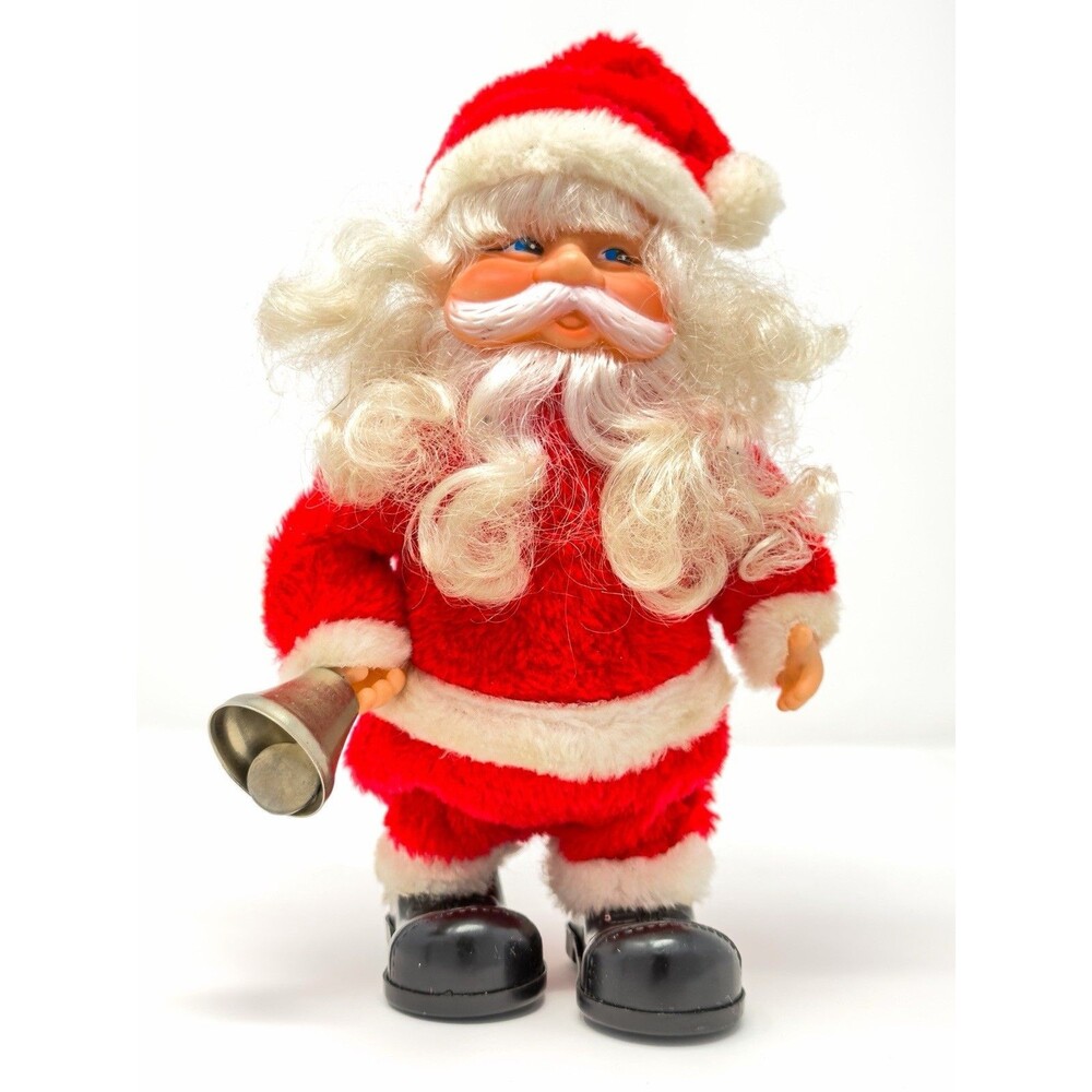 Vintage Battery Operated Musical Santa 10” Bell Christmas Decor Music Works READ
